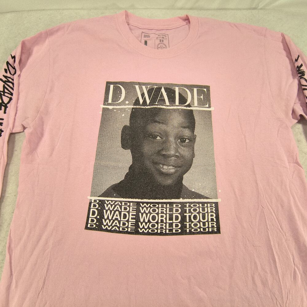D Wade World Tour Rap Short Sleeve Crew Neck Shirt Mens Size Large L Pink